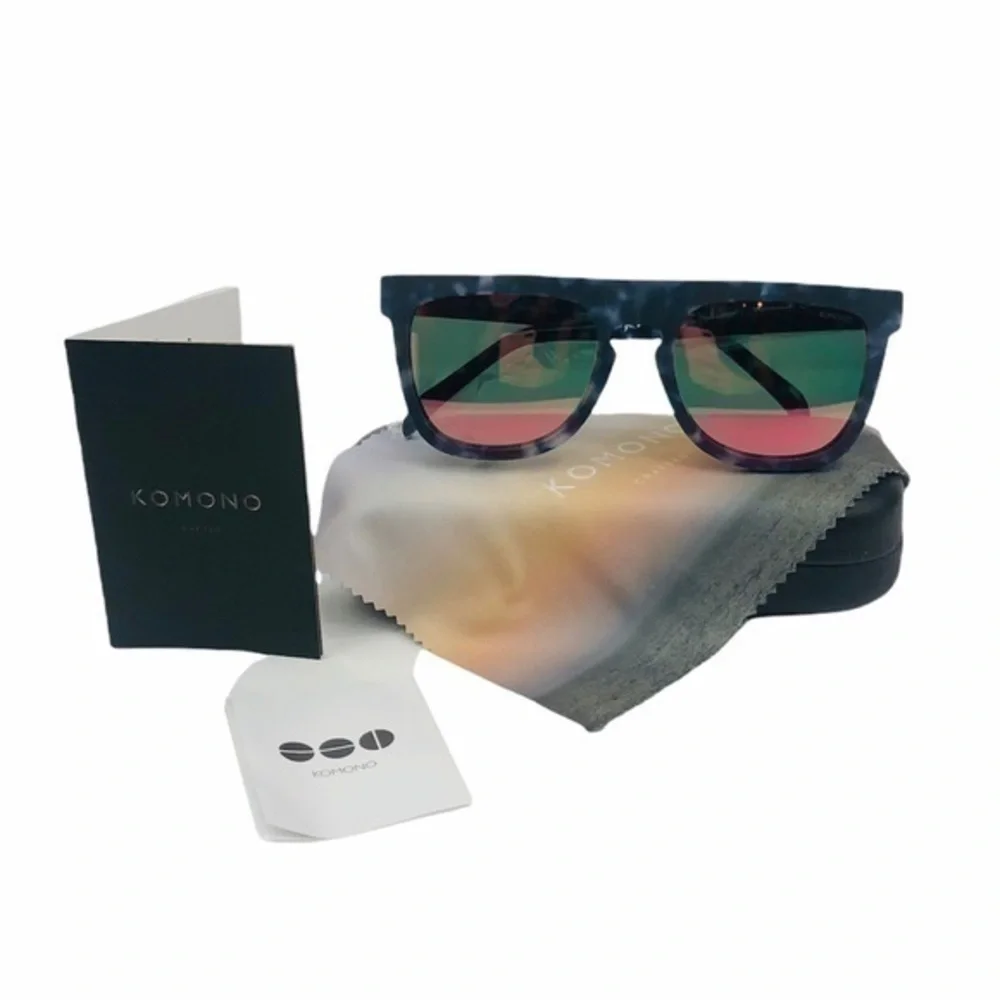 KOMONO Bennet Matte Indigo Demi Sunglasses NWT NEW blue tortoise
